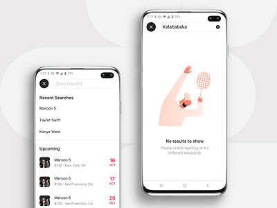 Search - Empty State app application empty screen empty state event app illustration ios iphone mobile no results search results tennis ticket ui