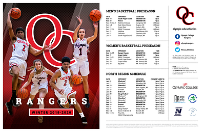 OC Winter 19-20 Sports Schedule athletics college college athletics college basketball community college composite in house design poster print sports