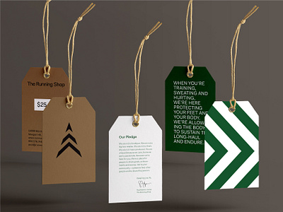 The Running Shop Hangtags brand identity branding branding agency branding and identity branding design hang tag hangtag identity system logo logomark symbol system visual identity wordmark