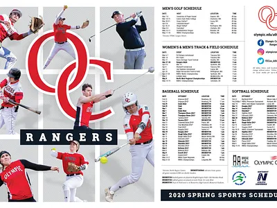 Olympic College Spring 2020 Sports Schedule athletics college college athletics college design community college composite in house design poster print sports