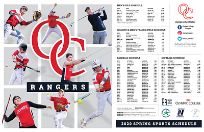 Olympic College Spring 2020 Sports Schedule athletics college college athletics college design community college composite in house design poster print sports