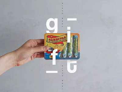 Gift from Spain aesthetic bilbao chocolate composition design gift graphic graphicdesign gray graydesign sardinas type typography