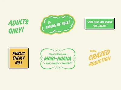 Reefer Madness badge branding design flat icon illustration lettering logo marijuana reefer reefer madness sticker type typography vector weed