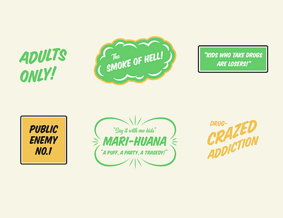 Reefer Madness badge branding design flat icon illustration lettering logo marijuana reefer reefer madness sticker type typography vector weed