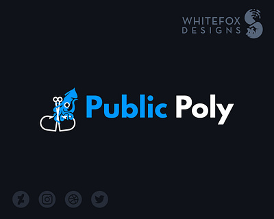 Public Poly Logo branding design hooks logo nature squid tentacles vector