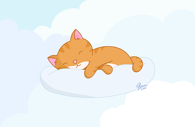 Friday Feels – Sleeping Cat affinity affinity designer cat clouds design flat flat design flat illustration illustration serif sleep vector