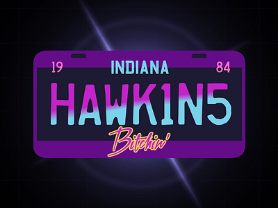 Indiana License Plate | Weekly Warm-Up 1984 80s design dribbbleweeklywarmup hawkins indiana license plate neon netflix retro stranger things tv