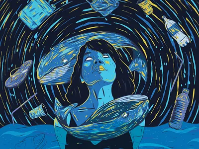 Water Polution adobe illustrator branding crime design digital art fish girl help illustration illustrator marine nature night printshop sea sketch vector visual identity