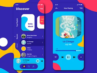 Mobile App - Music App Design app blue branding clean design illustration ios minimal minimalism mobile mobileapp music musicapp musicplayer typography uiux ux web