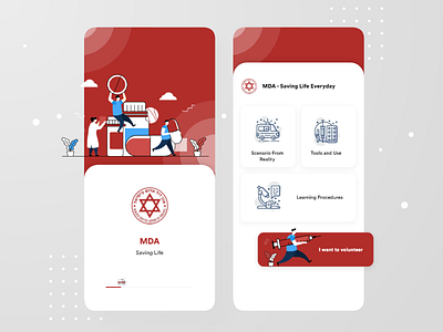 MDA saving life app UI in progress app app design flat illustration icons illustraion learning medical minimal mobile product design save splashscreen tools ui uidesign ux ux design vector web white