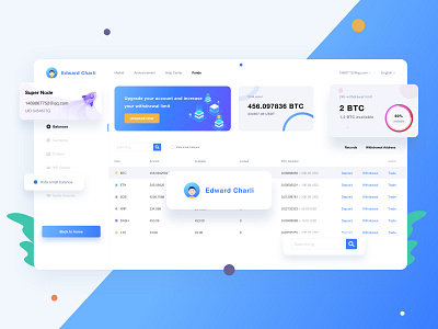 Crypto Exchange Account blue btc clean concept crypto crypto exchange design ui ux web