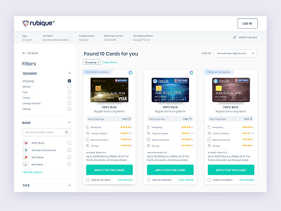 Credit Card List - Rubique credit card design desktop finance icons ui ux