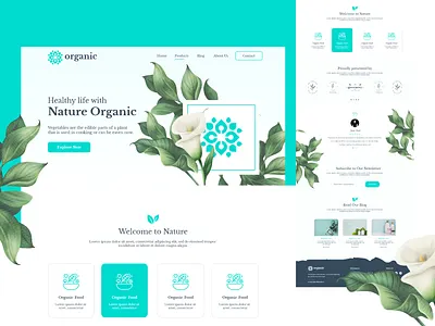 Organic Natural Health Adobe XD UI Kit adobe xd blue creative creative agency design free xd graphic natural nature organic product web web design webdesign website xd xd template