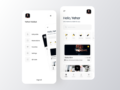 Online Reservation App app app design boro cafe clean concept filter flat food home page home screen interface ios list menu minimal minimalism restourant ui ux