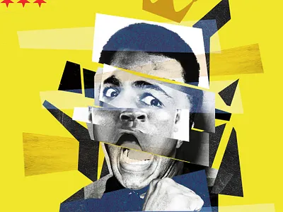 MUHAMMED ALI ali boxer boxing champion collage collageart cutandpaste design flat graphics illustration muhammad ali music app retro typography winner