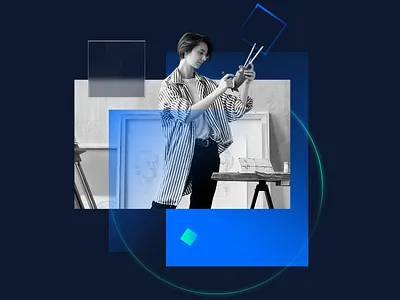 Composition 002 — Potter blue branding c4d green illustration minimal photo photoshop render retouch