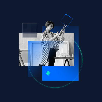 Composition 002 — Potter blue branding c4d green illustration minimal photo photoshop render retouch