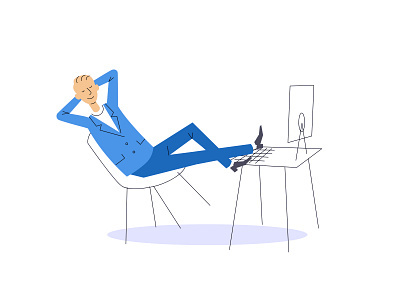 Businessman resting cartoon characterdesign flat illustration minimal retro vintage web