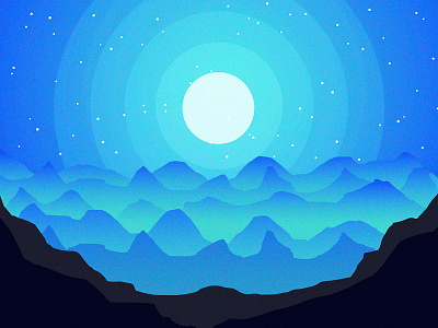 Hill artwork blue blue sky design hill illustraion logo moon night sky ui vector