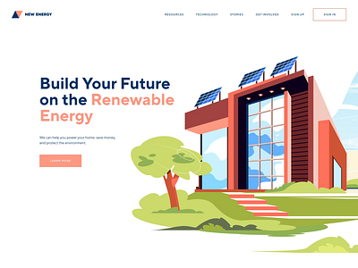 Renewable Energy Landing Page animation illustration illustrations landing page renewable energy shakuro solar power transitions ui ux web design wind turbines