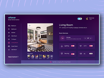 Smart Home Control application application design application ui dailyui remote control smart control smart home smart home app userinterface violet web design