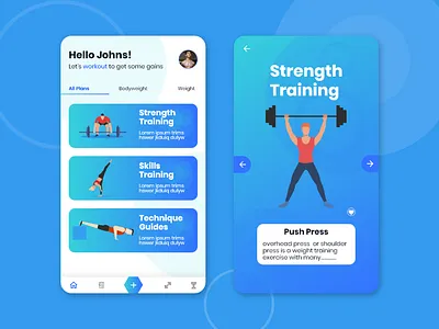 Workout App Challenge Redesign adobe xd ui design android app fit app fitness app gym gym app design illustration mobile app ui ui design workout app workout app design workout training app workout ui design