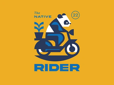 The Native Rider animal bear bike branding character cute geometric illustration japan logo logotype mascot modern logo moped panda plant rider scooter speed