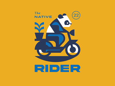 The Native Rider animal bear bike branding character cute geometric illustration japan logo logotype mascot modern logo moped panda plant rider scooter speed