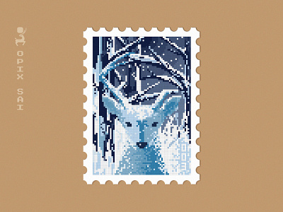 OPIXSAI #003 - Pixel Stamp - NFT animal art branding deer design golden ratio graphic design illustration journey nature nft nft art nfts pixel pixel art winter