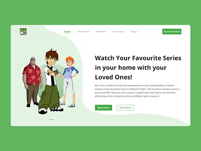 Website Banner - Ben 10 Show banner ben ben10 design grandpa gwen ui uiux website website banner website concept websites