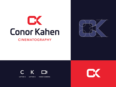 CK monogram brand branding clean concept design flat grid identity logo minimal modern monogram movie negativespace red vector video