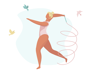 Rhythmic gymnastics with ribbon body design fitness flat gymnastic illustration rhythmic gymnastics ribbon sport vector illustration yoga