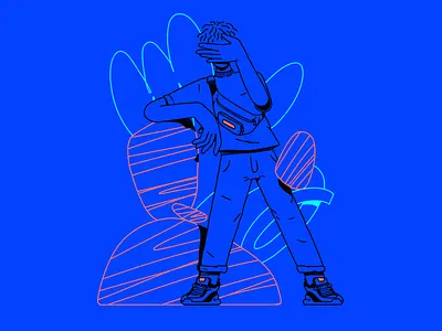 🤦‍♂️ abstract character editorial illustration flashy illustration neon outline pattern procreate streetwear texture