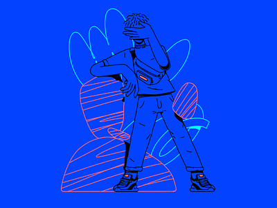 🤦‍♂️ abstract character editorial illustration flashy illustration neon outline pattern procreate streetwear texture