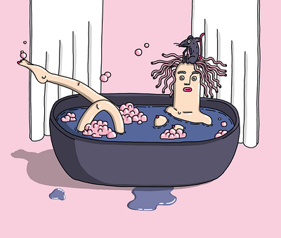 Bubblegirl_rat bath bubble character characterdesign digital drawing fun funny girl illustration rat woman