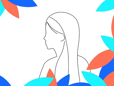 Garden female garden illustration leaves lines shapes