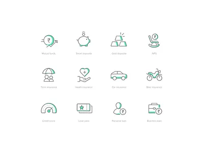 ETMONEY ICONS fintech icon set icons insurance investment loan nps