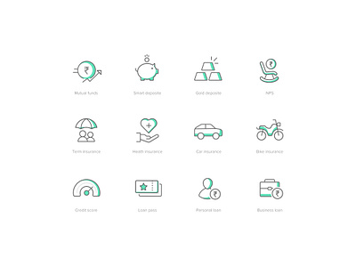 ETMONEY ICONS fintech icon set icons insurance investment loan nps