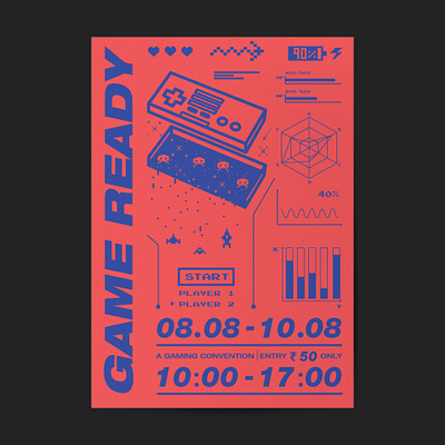 Game Ready Poster adobe illustrator branding design flat graphic design icon illustration minimal poster design ux vector visual art