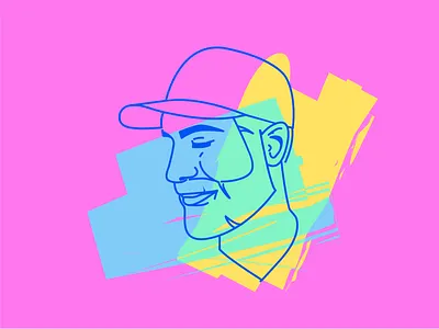 Colour Wheel line art portrait illustration side profile