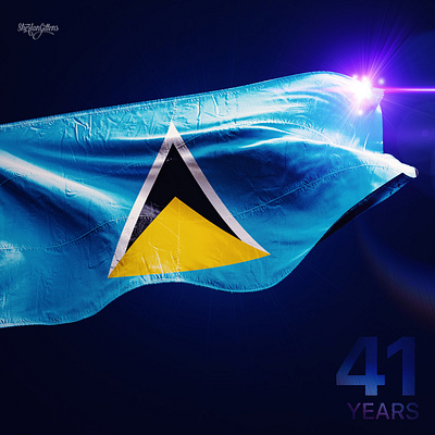 Saint Lucia | At 41 Years black blue design design inspiration flag flag day flag design flags flat graphicdesign graphics illustration independence independence day flyer independenceday minimal vector white yellow