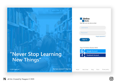 login page UI Online Books store dailyui dailywebdesign design flat illustration minimal ui ux web webdesign website