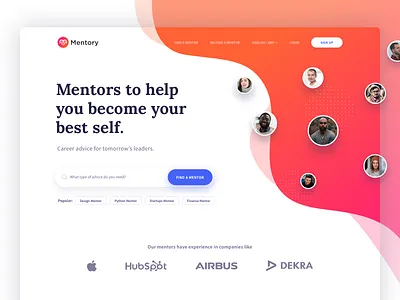 Landing page for Mentors ai design education hero home inspiration landing landing page mentor mentory minimalist page pattern ui ux web website
