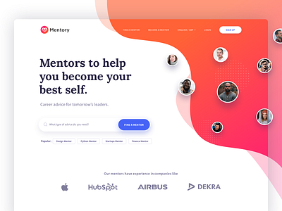 Mentory Landing page design education hero home illustration inspiration landing landing page mentor mentory minimalist page pattern saas software ui ux web webapp website