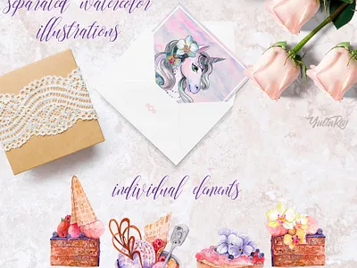 "My sweet unicorn" handpainted watercolor clipart clip art clipart design illustration typography unicorn watercolor watercolor art