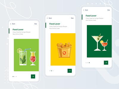 Walkthrough Food App Screen app screen app ui best shot color concept creative dribbble best shot food food order online food online order typography ui ux
