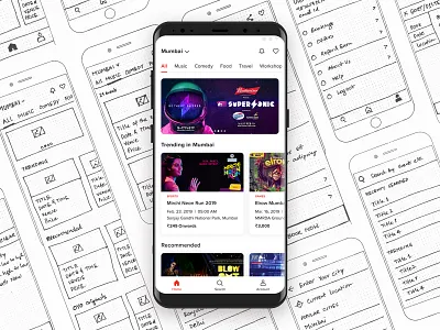 Event App android design event app ui ux wireframes