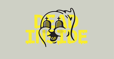 Dead Inside branding death design double meaning flat ghost icon illustration logo minimal typogaphy vector wit