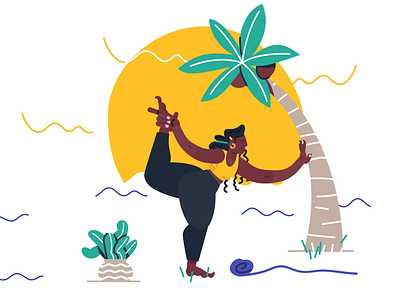 Stretttttttttchy ☀️ animation beach boston calm character gif illustration loop meditate meditation plant relax stretch sun woman yoga