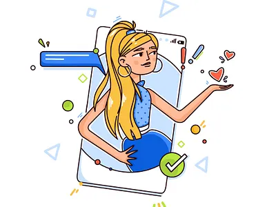 Some attention attention cartoon character flat girl illustration inspiration thinking